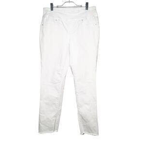 SEVEN7 High Rise Slim Straight Jeans Tummy Toner Raw Hem White Denim Size 14W